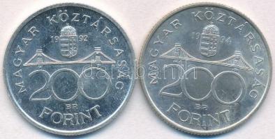 1992. 200Ft Ag "MNB" + 1994. 200Ft Ag "Deák" T:2
Adamo F13, F13.1