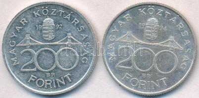 1992. 200Ft Ag "MNB" + 1994. 200Ft Ag "Deák" T:2
Adamo F13, F13.1