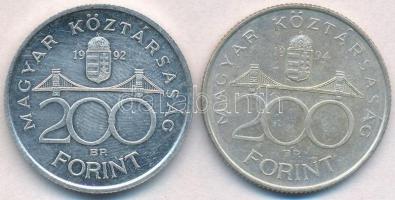1992. 200Ft Ag "MNB" + 1994. 200Ft Ag "Deák" T:2 
Adamo F13, F13.1