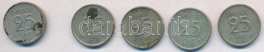 Svédország 1954TS-1961TS 25ö Ag (5x) T:2,2- patina
Sweden 1954TS-1961TS 25 Ore Ag (5x) C:XF,VF pati...