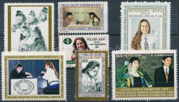 A sakkozó Polgár lányok levélzáró bélyegei, 7 klf