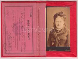 1885 Bérletjegy az általános országos kiállításra Gerlóczy Károlynénak, Gerlóczy Károly (1835-1900) ...