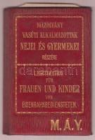 1914-1916 Igazolvány vasúti alkalmazottak nejei és gyerekei részére, MÁV, fényképpel, pecséttel, aláírásokkal, kissé foltos vászon kötésben.