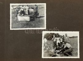 1930-1940 Fotóalbum,  57 db többségében katonai fotókkal, néhány családi fotóval, többségében csopor...