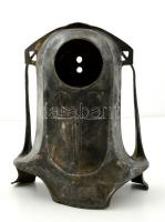 Ón szecessziós asztali óra ház(számlap átmérő: 7 cm), foltos, m:26 cm
