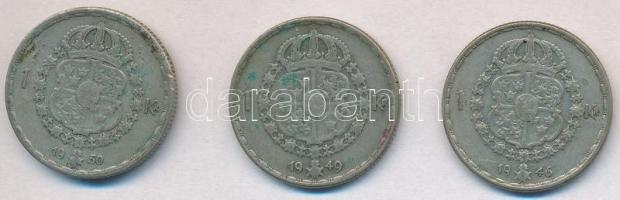 Svédország 1946TS-1950TS 1Kr Ag "V. Gusztáv" (3xklf) T:2- patina
Sweden 1946TS-1950TS 1 K...