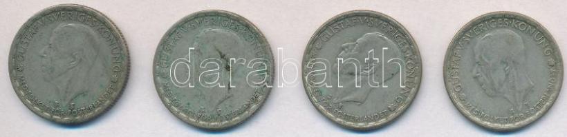 Svédország 1946TS-1950TS 1Kr Ag "V. Gusztáv" (4xklf) T:2- patina Sweden 1946TS-1950TS 1 Krona Ag "Gustaf V" (4xdiff) C:VF patina