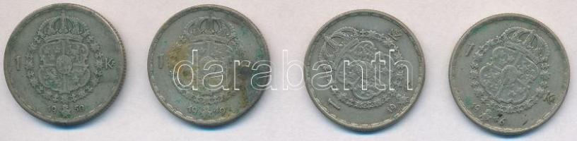 Svédország 1946TS-1950TS 1Kr Ag "V. Gusztáv" (4xklf) T:2- patina
Sweden 1946TS-1950TS 1 K...
