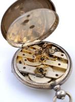 Angre ezüst (Ag.) másodpercmutatós zsebóra, vésett hátlappal, 15 köves, jelzett, ezüst óralánccal és...