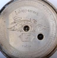 Angre ezüst (Ag.) másodpercmutatós zsebóra, vésett hátlappal, 15 köves, jelzett, ezüst óralánccal és...