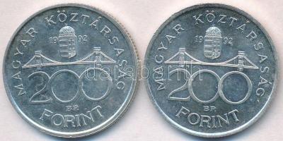 1992. 200Ft Ag "MNB" (2x) T:2