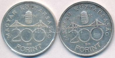 1992. 200Ft Ag "MNB" (2x) T:2 kis ph., kis patina