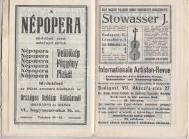 1913 Bp., A Fővárosi Orfeum programfüzete, dombornyomott, reklámokkal (Törley, Salvator-sör, Tokaji ...