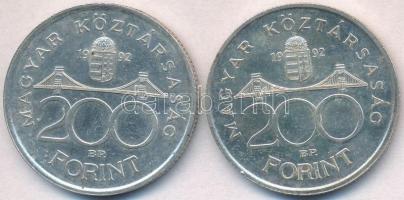 1992. 200Ft Ag "MNB" (2x) T:2 apró ph., kis patina