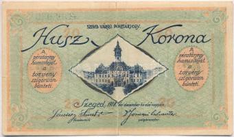 Szeged 1918. december 1. Városi Pénztárjegy 20K "I 9"-es sorozat T:III- szakadás