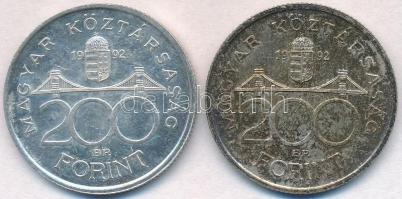 1992. 200Ft Ag "MNB" (2x) T:2 erős patina