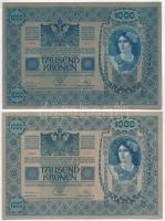 1902. 1000K (2x) egyik piros "MAGYAROSZÁG" körbélyegzővel T:III szép papír