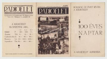 cca 1930 a Rádióélet százéves naptára, kihajtható kisnyomtatvány
