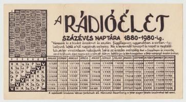 cca 1930 a Rádióélet százéves naptára, kihajtható kisnyomtatvány