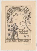 3 db külföldi ex libris (Gise Hohenlohe, Toni Hofer, Ottohans Baier), klisé/fametszet/rézkarc, jelze...