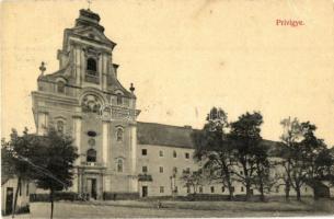 Privigye, Prievidza; Piarista gimnázium és templom, kiadja Gubits B. / grammar school, church (EB)