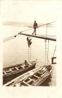 Osztrák-magyar tengerészek, csónakok / Austro-Hungarian Navy mariners, boats, photo