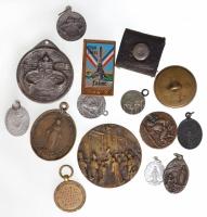 15db-os nagyrészt vallási témájú érem, medál, jelvény és gomb tétel T:2-3 15pcs of mainly religion themed medallions, badges and buttons C:XF-F