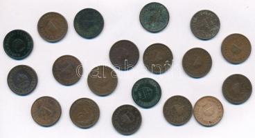 19db-os 2 filléres gyűjtemény, a korona pénzrendszer teljes sora az 1892 és 1900-as évjáratok nélkül...