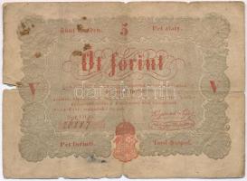 1848. 5Ft Kossuth bankó vörösesbarna T:III- ly., szakadás