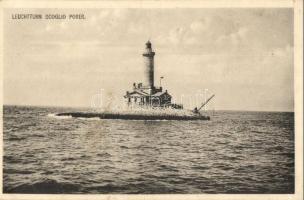 Pola, Scoglio Porer; Leuchtturm / világítótorony / lighthouse, Austrian naval flag on backside