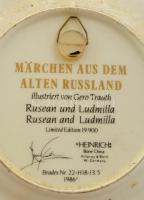 Villeroy& Boch Rusean és Ludmilla porcelán fali tál, matricás, hibátlan, jelzett, d: 22 cm