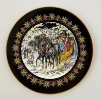 Villeroy& Boch a mezei nyúl és a trojka porcelán fali tál, matricás, hibátlan, jelzett, d: 22 cm