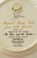 Villeroy& Boch "a mezei nyúl és a trojka" porcelán fali tál, matricás, hibátlan, jelze...