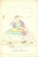 2 db Wiener művészlap Mela Koehlertől (B.K.W.I. 187-1 & WEAG Nr. 5) / Wiener art postcards, Lady...