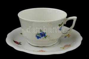 Zsolnay 6 személyes teás készlet: 6 db csésze+alj, 2 db kanna, 1 db kiöntő, 1 db cukortartó, matricá...