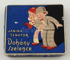 Senator régi fém dohányos szelence / Vintage metal tobacco box 10x8 cm
