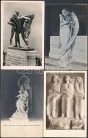 Kb. 100 db főleg használatlan RÉGI művészlap szobrokról, vegyes minőség / Cca. 100 mostly unused pre-1945 art postcards with statues, sculptures, mixed quality