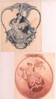 Franz von Bayros (1866-1924): 6 db erotikus ex libris. Klisé, papír, jelzés a klisén, egyik foltos (one bookplate with spotty)10×9-15×12 cm