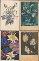 Kb. 110 db RÉGI virág motívumos képeslap, pár lithoval, vegyes minőség / Cca. 110 pre-1945 flower motive cards, some litho, mixed quality