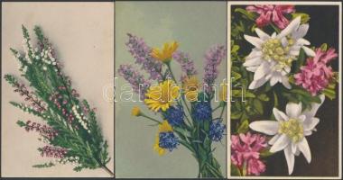 Kb. 110 db RÉGI virág motívumos képeslap, pár lithoval, vegyes minőség / Cca. 110 pre-1945 flower mo...
