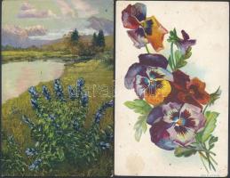 Kb. 188 db VEGYES virág motívumos képeslap, néhány litho, vegyes minőség / Cca. 188 mixed flower mot...
