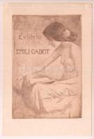 Olvashatatlan jelzéssel: Erotikus ex libris Enili Gabot. Rézkarc, papír, 12×8 cm