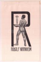 Jelzés nélkül: Erotikus ex libris Rudolf Nirrnheim. Klisé, papír, apró gyűrődéssel, 12×6 cm