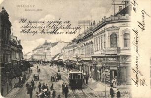 Miskolc, kilátótorony, Görömböly Tapolca, villamos, üzletek - 4 db régi képeslap, vegyes minőségben ...