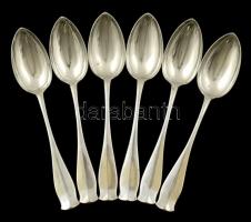 Ezüst evőkanál, Ag, jelzett, nettó:405gr., 6db, 22cm/ Silver tablespoon, Ag, marked, net: 405gr, 6, 22cm.