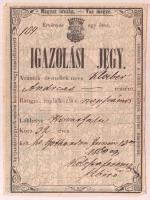 1861 Német és magyar nyelvű igazolási jegy Vas megye címerével