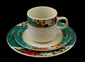 Virágmintás 6  személyes teáskészlet, hibátlan, jelzett