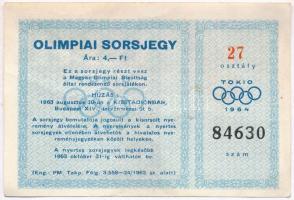 1963. "Olimpiai Sorsjegy - Tokio 1964" sorsjegy 4Ft értékben T:III