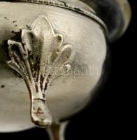 Ezüst fűszertartó csiszolt üvegbetéttel,  Ag, jelzett, nettó:28gr., d:4,5cm/ Silver spice holder wit...