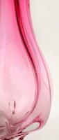 Tulipán váza, anyagában színezett, fuvott üveg, jelzés nélkül, hibátlan, 30cm